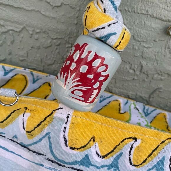 Starfish & Seashell Beach Tote Bag Multicolor Zipper Casual Summer - Picture 3 of 10